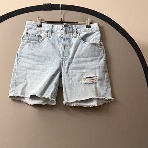 Levi's Light Blue Ripped Jean Shorts
